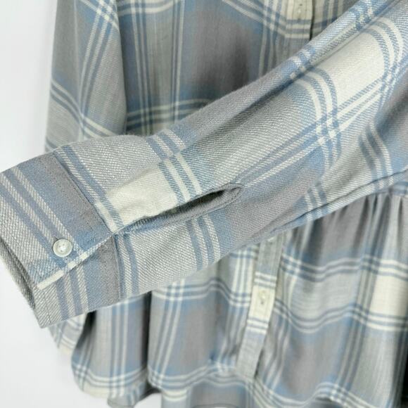 American Eagle Womens Oversize Plaid Baby Doll Button Down Shirt Medium Gray - Picture 6 of 16